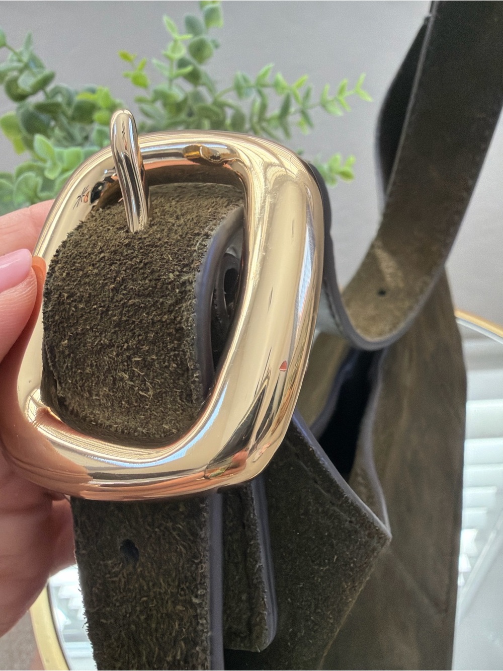 Madewell Shoulder Buckle Bag Dried Olive Leather NWT Adjustable Strap - Picture 6 of 7